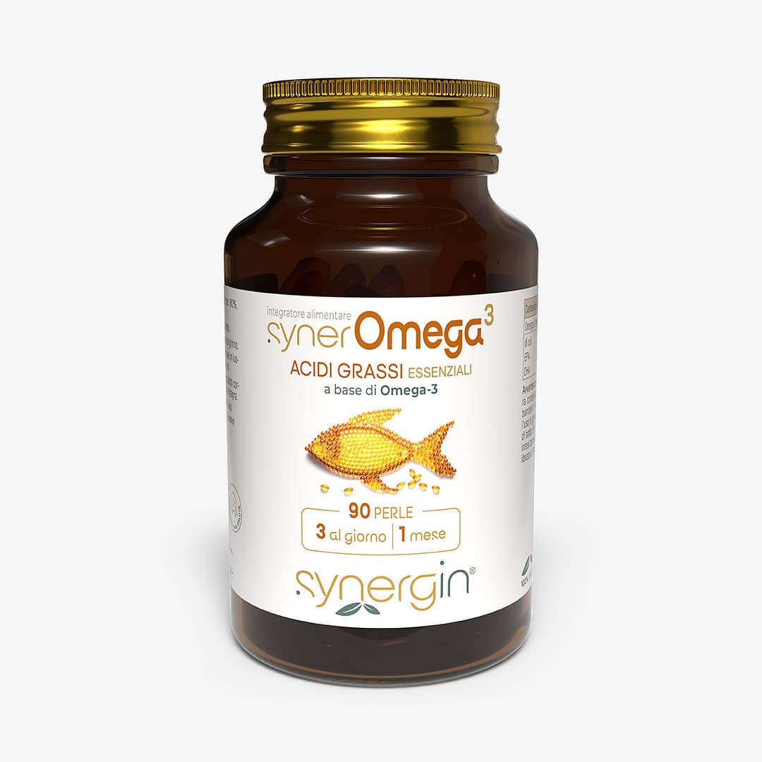 synerOmega3-200cc-vetro-verticale-90-prl synerOmega3 - con EPA e DHA da olio di pesce per benessere di cuore e cervello.