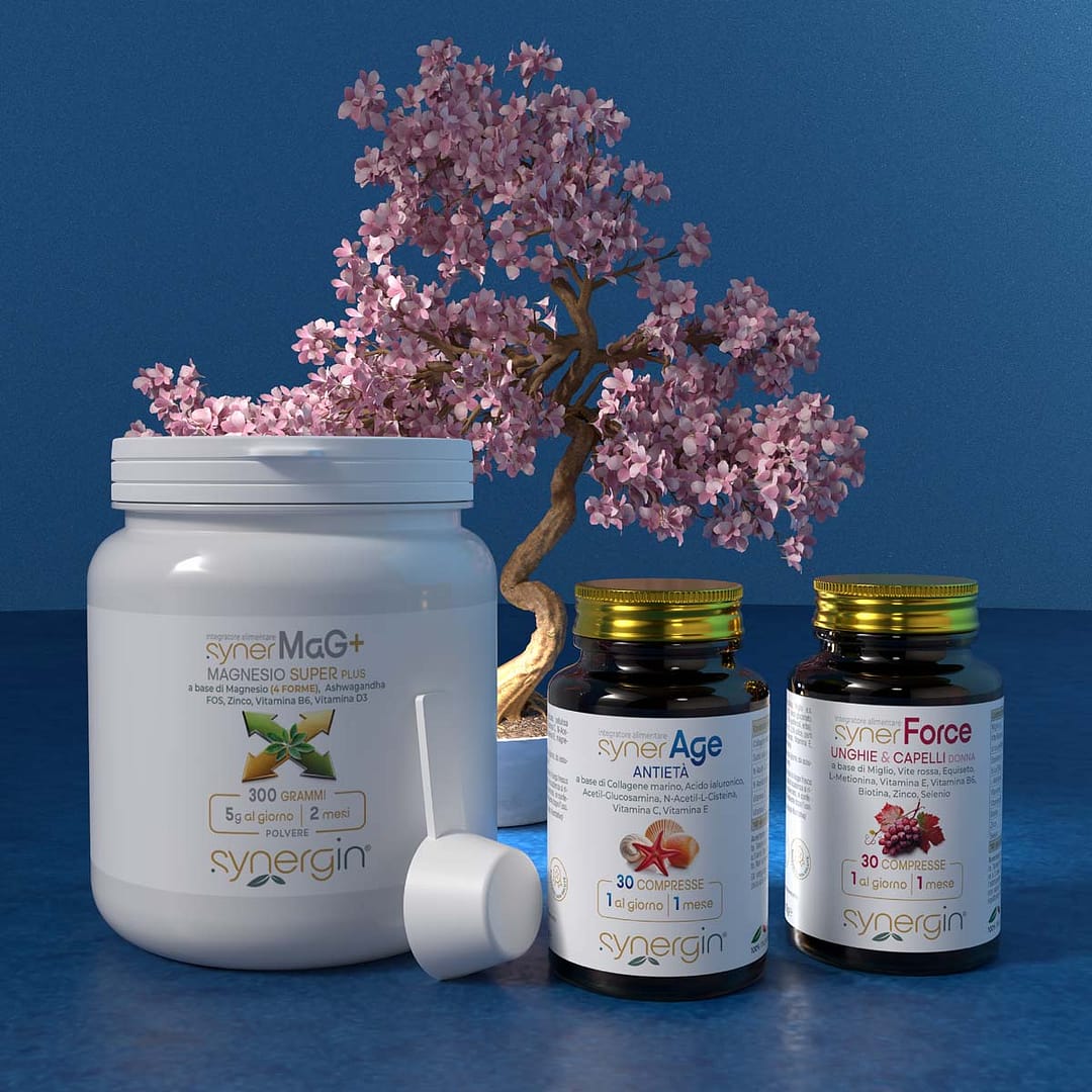 synerKit-Bellezza-della-Pelle-Donna-def-synergin-01 synerKit Bellezza Pelle Donna con synerAge, synerMag+ e synerForce Donna - Integratori alimentari a base di Collagene e Biotina per pelle, capelli e unghie